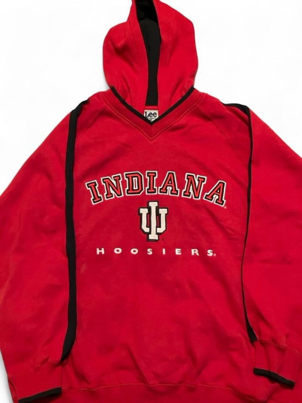 Vintage 90s Lee Sport Indiana Hoosiers Embroidered Hoodie Red Black Size XL
